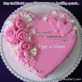 Beige Color Heart Shaped Birthday Cake With Name - Dumbo's Diary Greetings