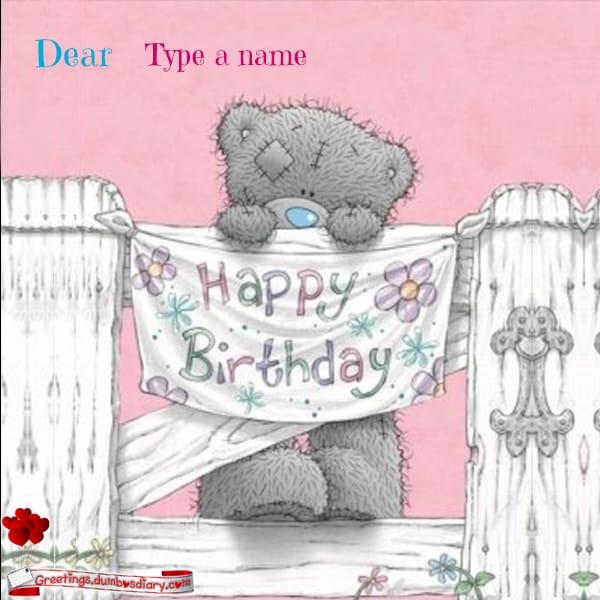 Cute Bear Birthday Card With Own Name